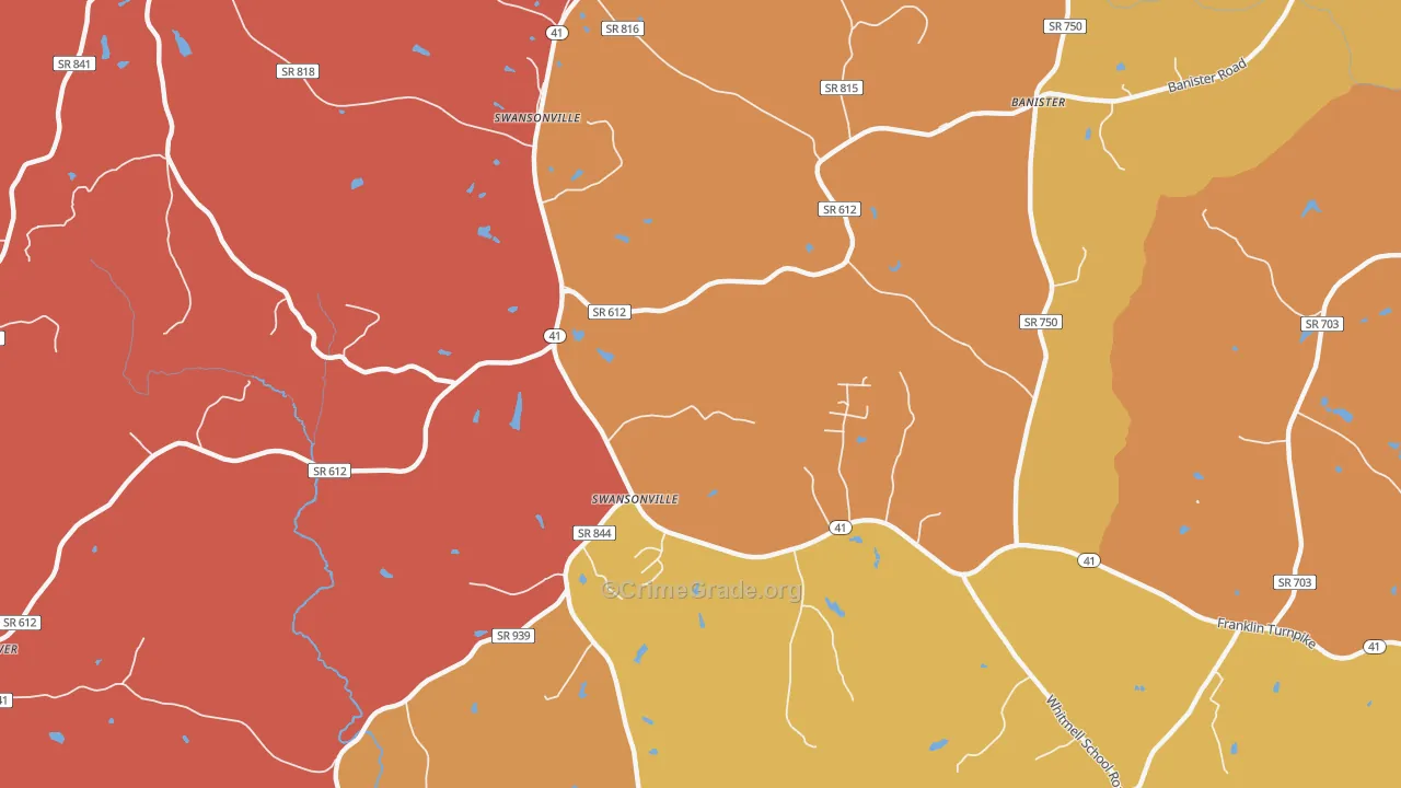 Swansonville, VA Map of Assault Rates