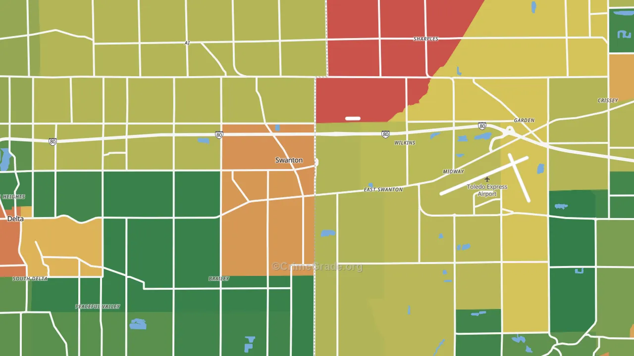 Swanton, OH Map of Assault Rates