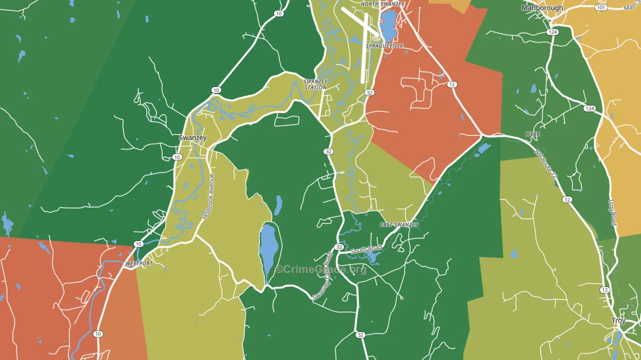 Swanzey, NH Map of Assault Rates