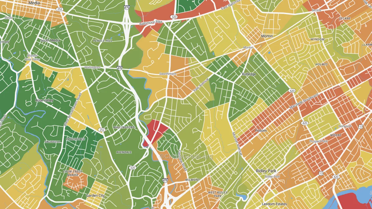Swarthmore, PA Map of Assault Rates