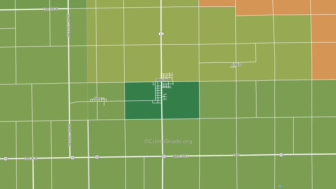 Swayzee, IN Map of Assault Rates