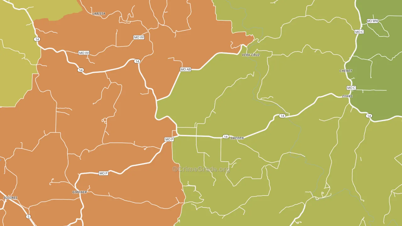 Sweden, MO Map of Assault Rates