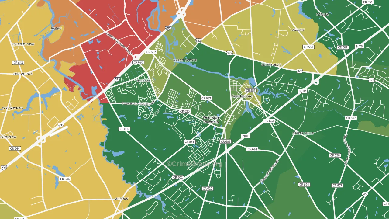 Swedesboro, NJ Map of Assault Rates