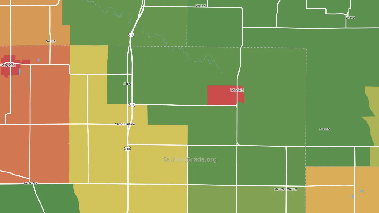 Swedesburg, IA Map of Assault Rates