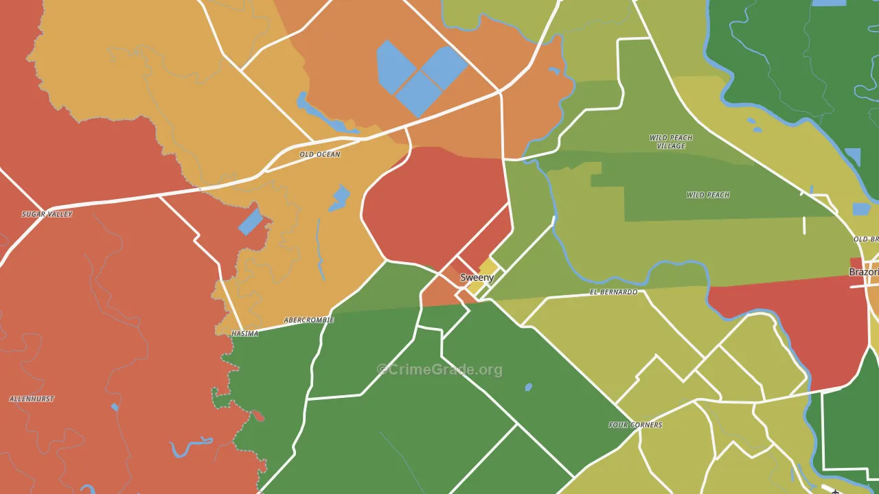 Sweeny, TX Map of Assault Rates