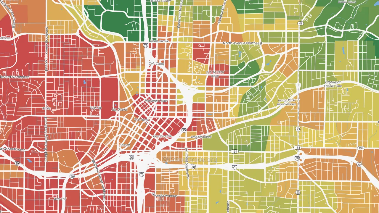 Sweet Auburn, Atlanta, GA Map of Assault Rates