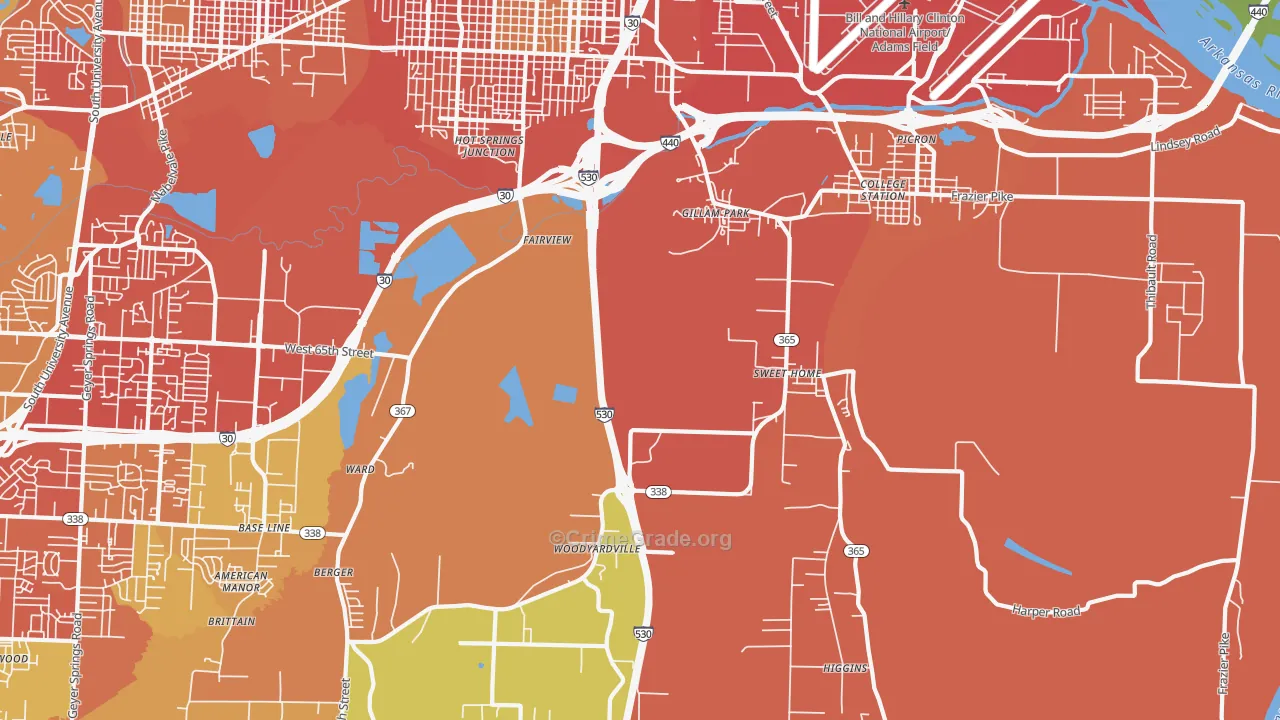 Sweet Home, AR Map of Assault Rates