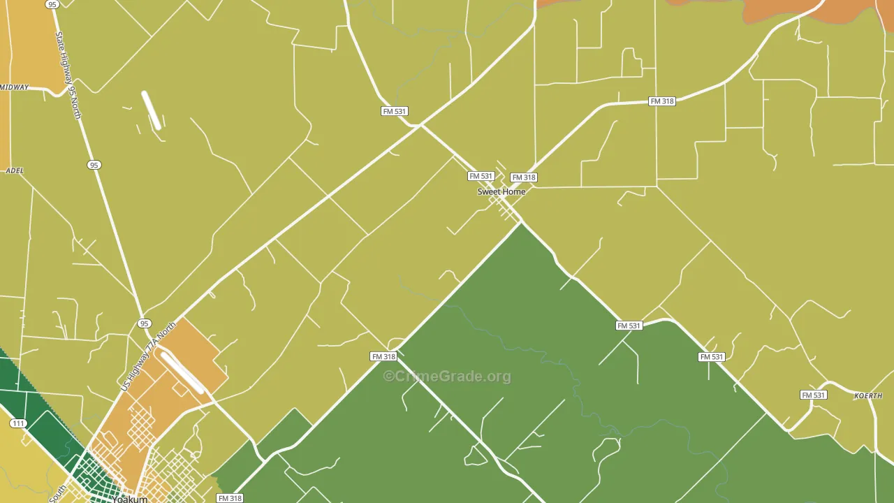 Sweet Home, TX Map of Assault Rates