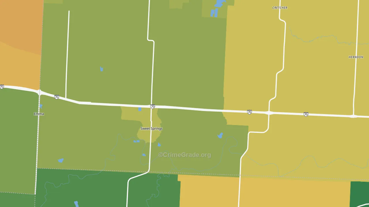 Sweet Springs, MO Map of Assault Rates