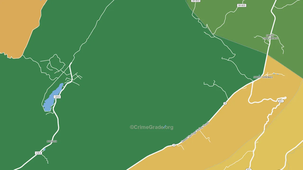 Sweet Springs, WV Map of Assault Rates