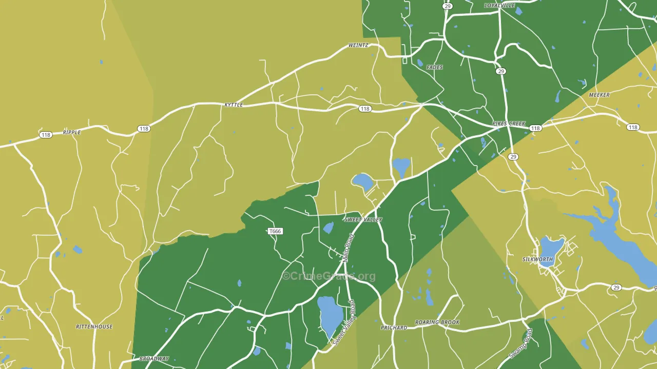 Sweet Valley, PA Map of Assault Rates