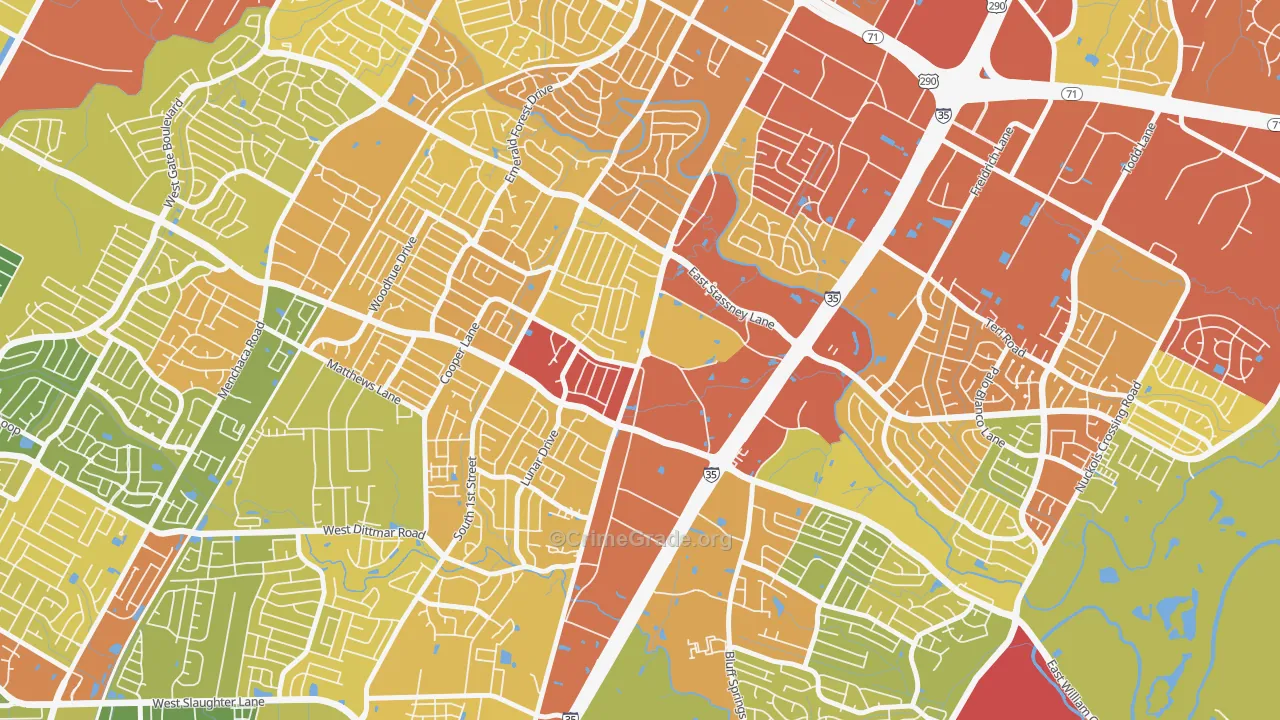 Sweetbriar, Austin, TX Map of Assault Rates