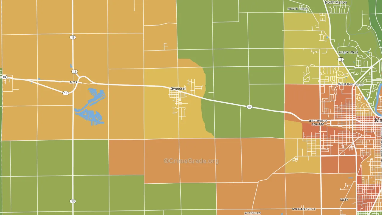 Sweetser, IN Map of Assault Rates