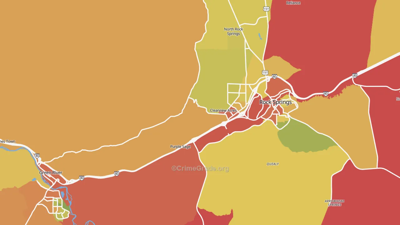 Sweetwater County, WY Map of Assault Rates