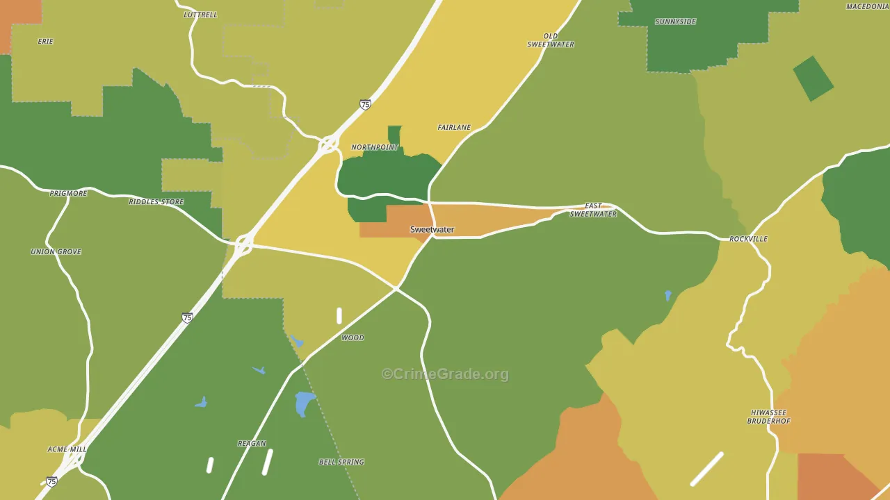 Sweetwater, TN Map of Assault Rates