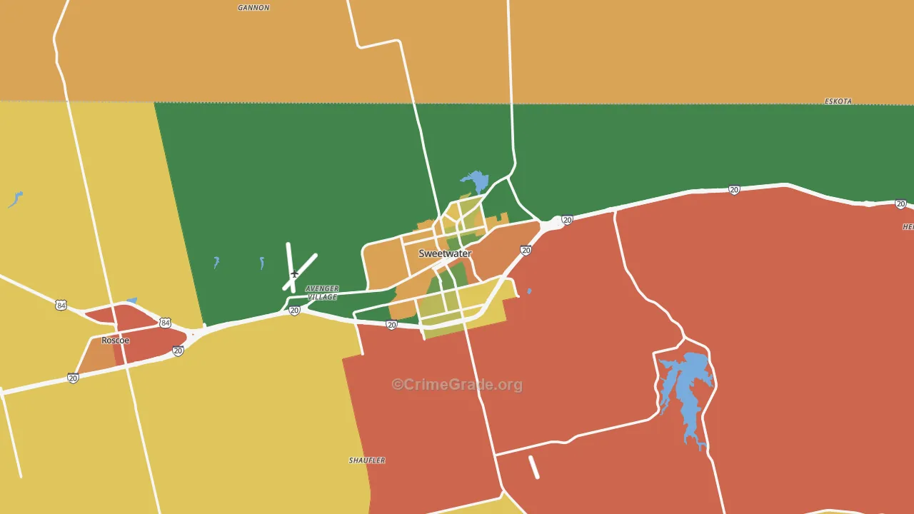 Sweetwater, TX Map of Assault Rates