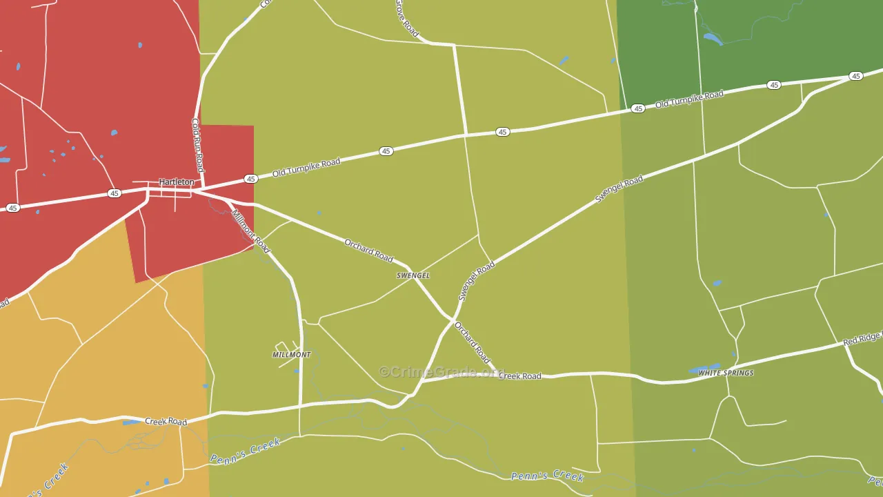 Swengel, PA Map of Assault Rates