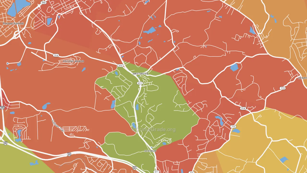 Swiftwater, PA Map of Assault Rates