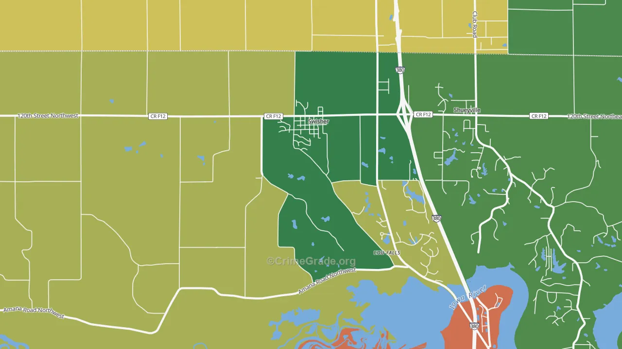 Swisher, IA Map of Assault Rates