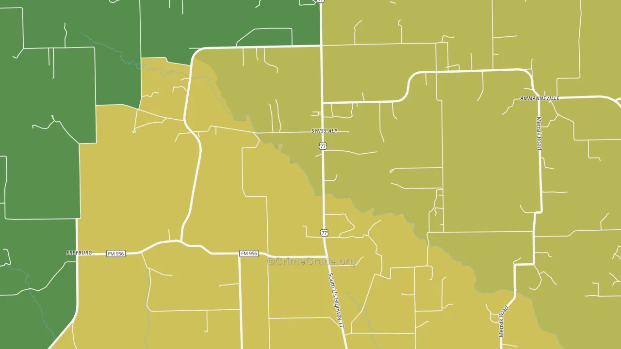 Swiss Alp, TX Map of Assault Rates