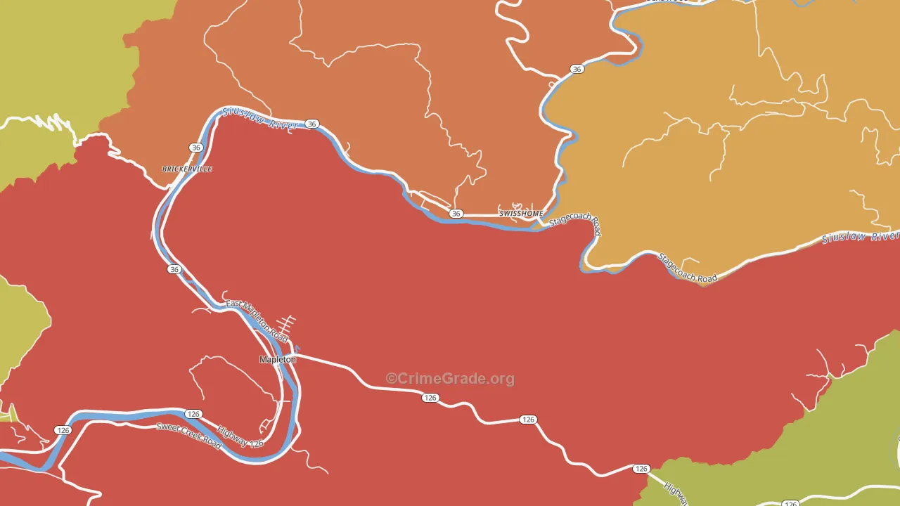 Swisshome, OR Map of Assault Rates