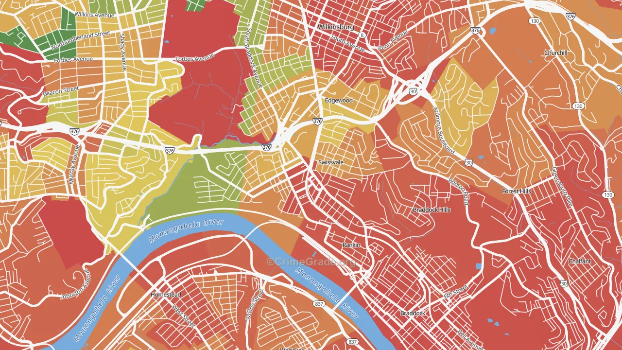 Swissvale, PA Map of Assault Rates