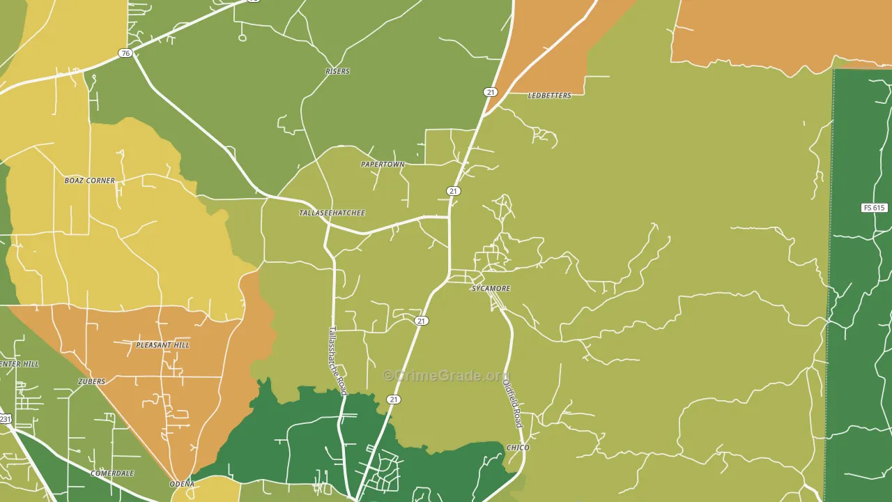 Sycamore, AL Map of Assault Rates