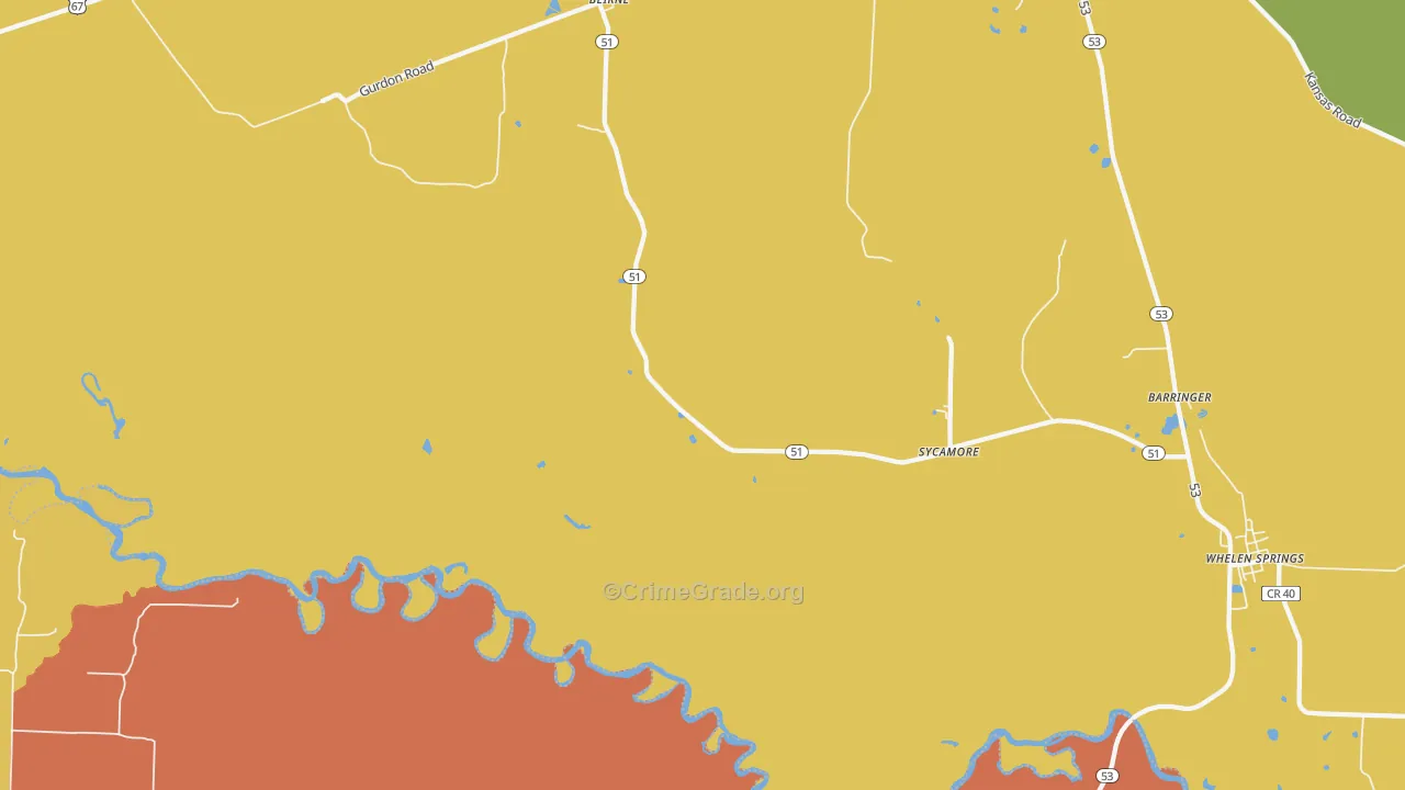 Sycamore, AR Map of Assault Rates
