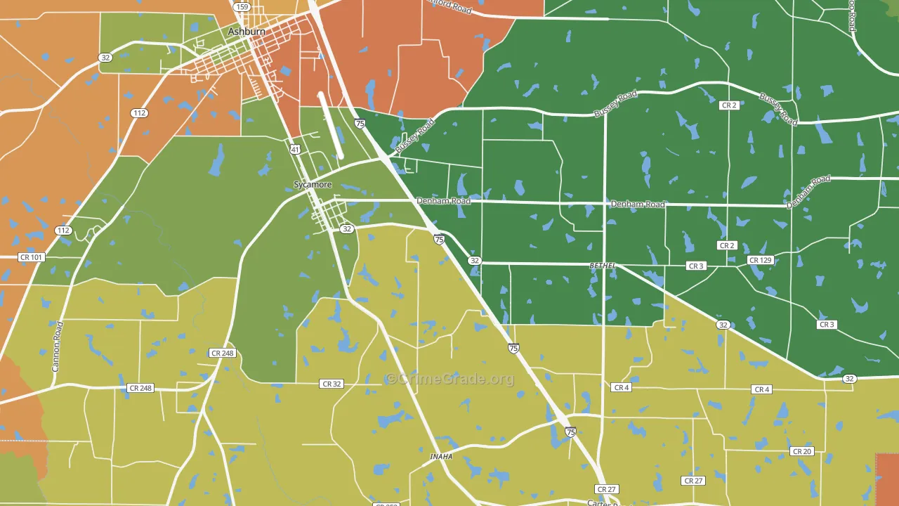 Sycamore, GA Map of Assault Rates