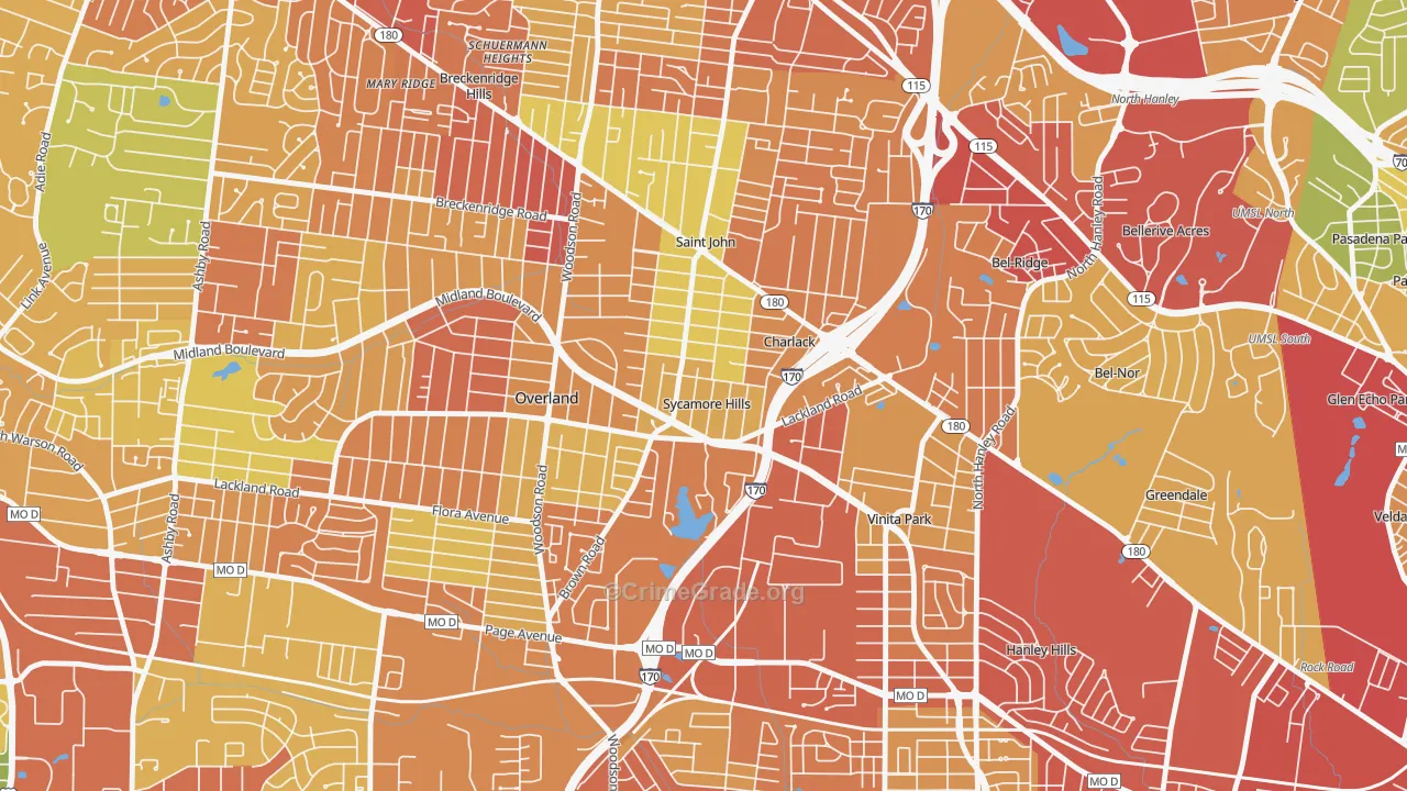 Sycamore Hills, MO Map of Assault Rates