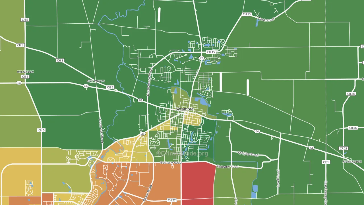 Sycamore, IL Map of Assault Rates