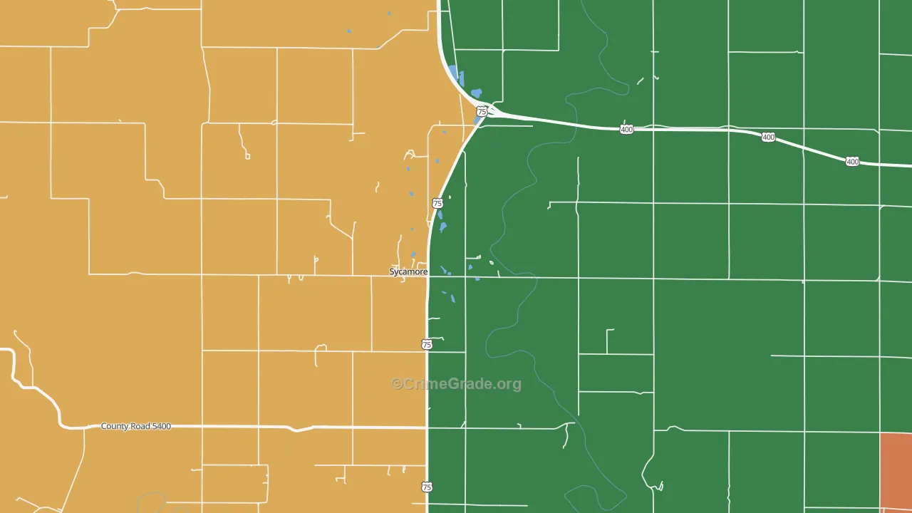 Sycamore, KS Map of Assault Rates