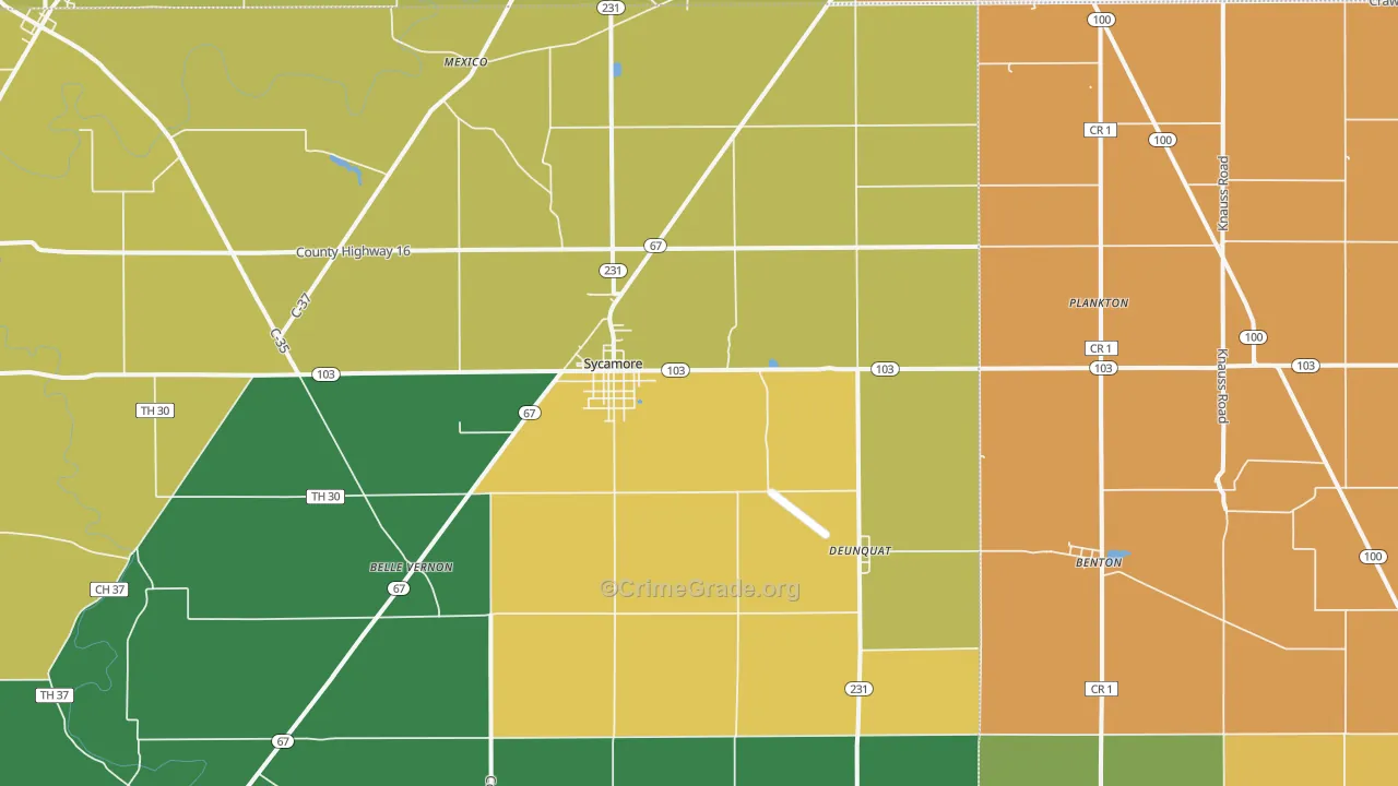 Sycamore, OH Map of Assault Rates