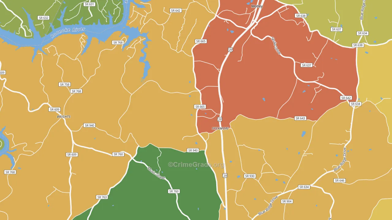 Sycamore, VA Map of Assault Rates