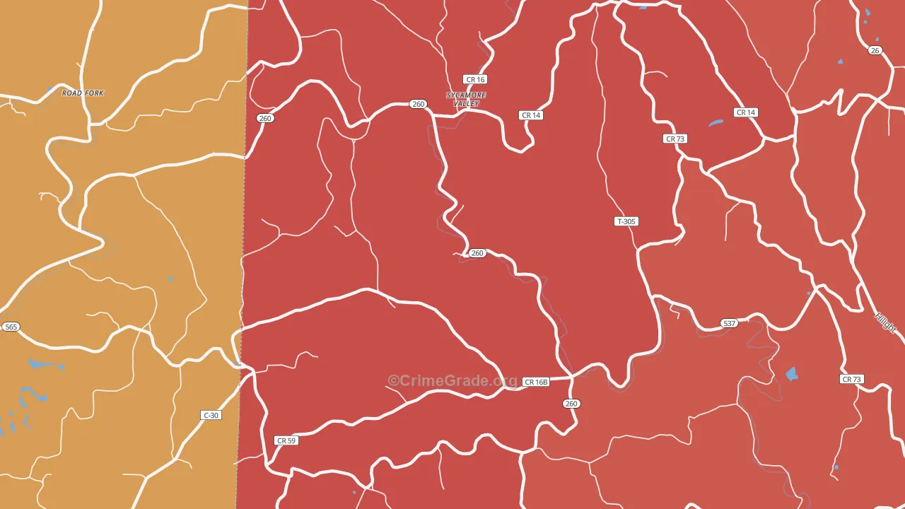 Sycamore Valley, OH Map of Assault Rates