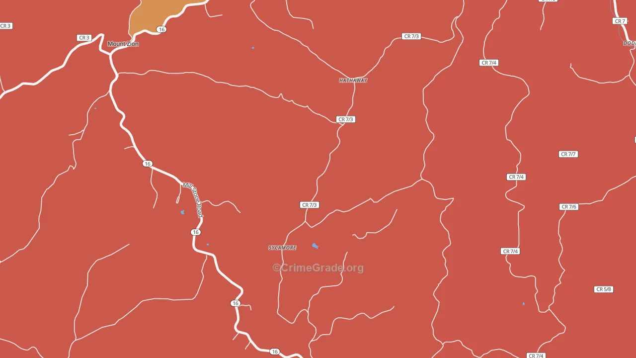 Sycamore, WV Map of Assault Rates