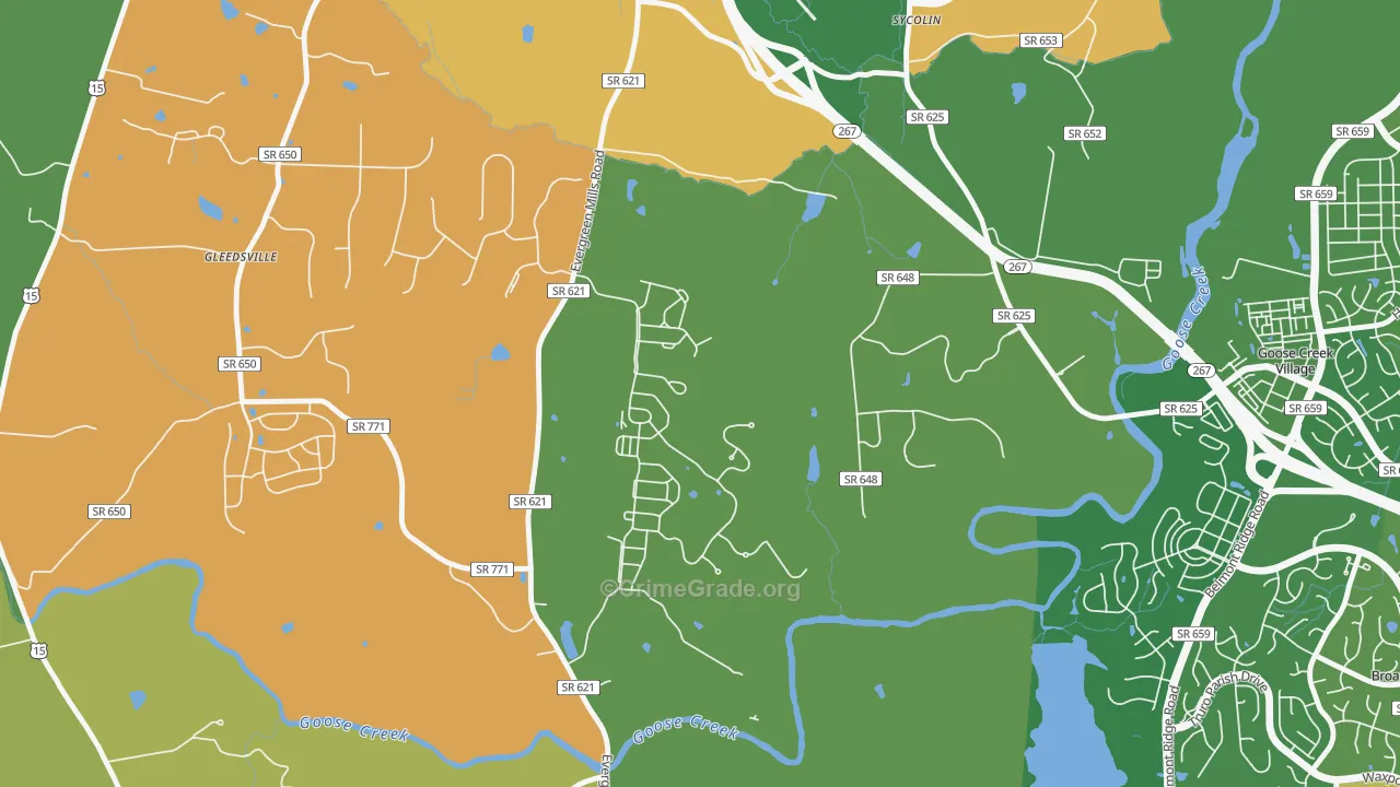 Sycolin, VA Map of Assault Rates