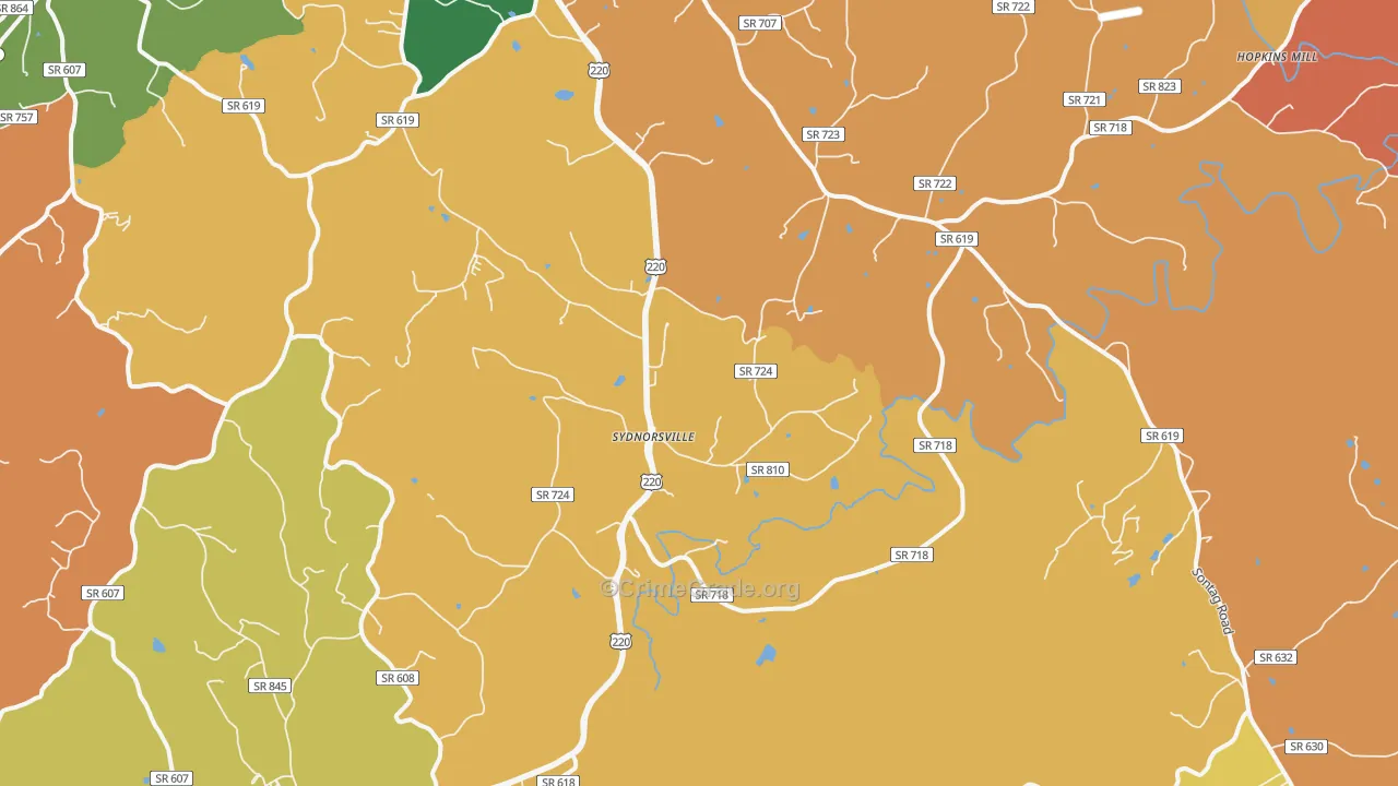 Sydnorsville, VA Map of Assault Rates