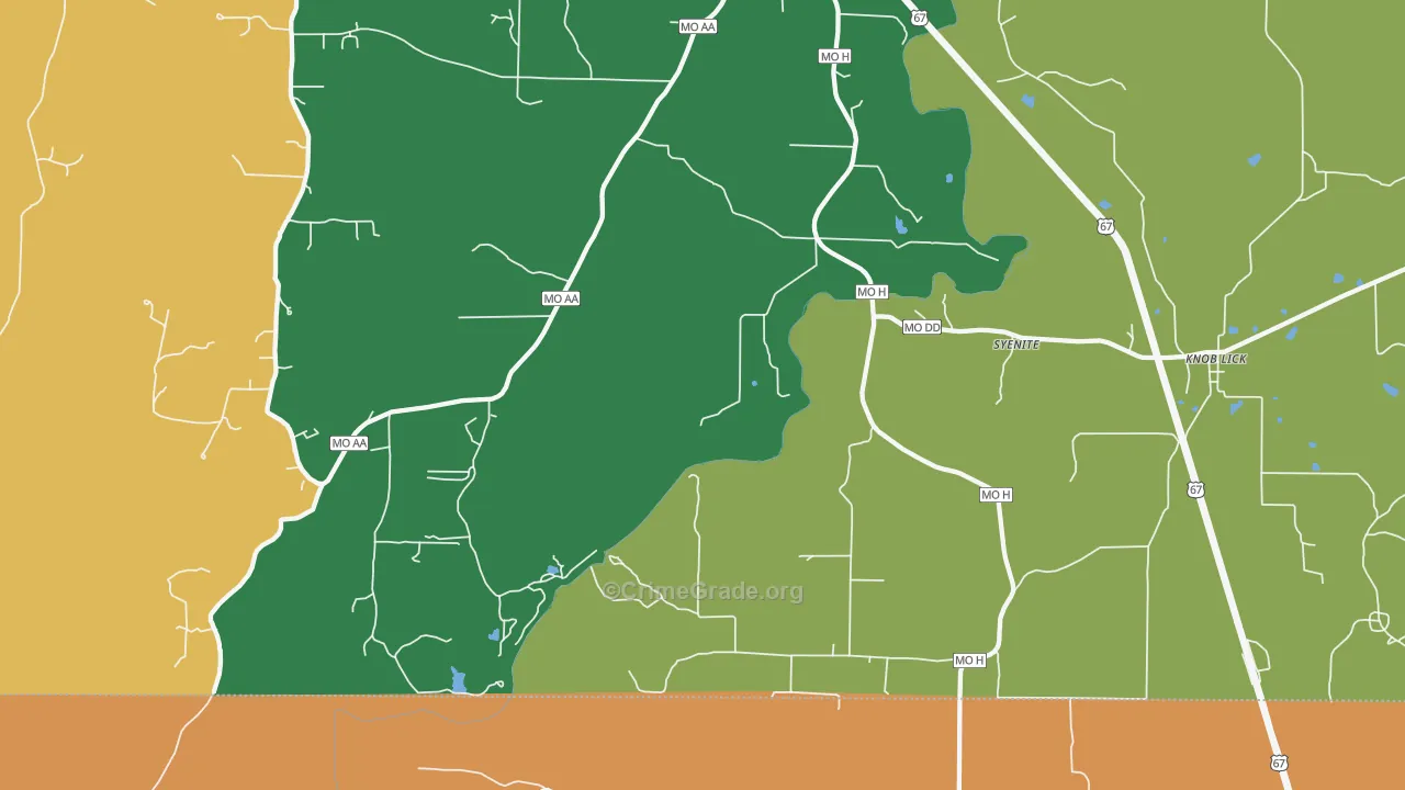 Syenite, MO Map of Assault Rates