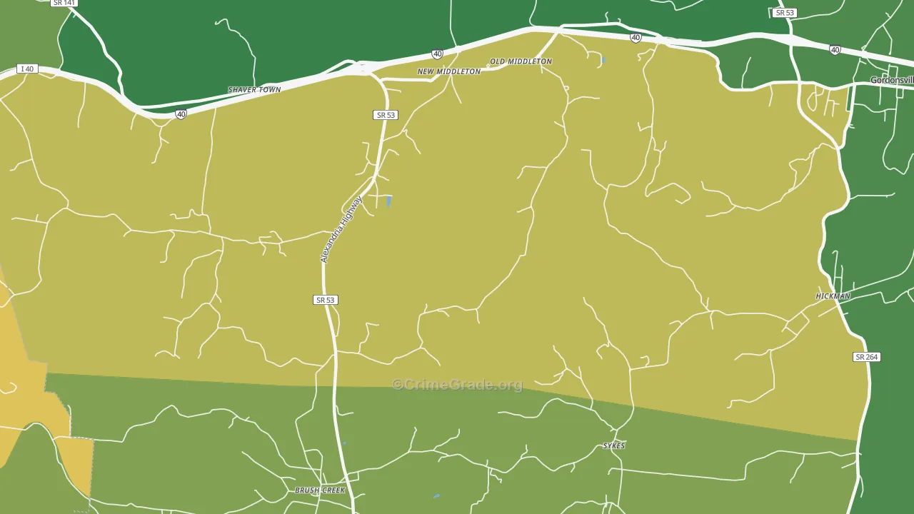 Sykes, TN Map of Assault Rates
