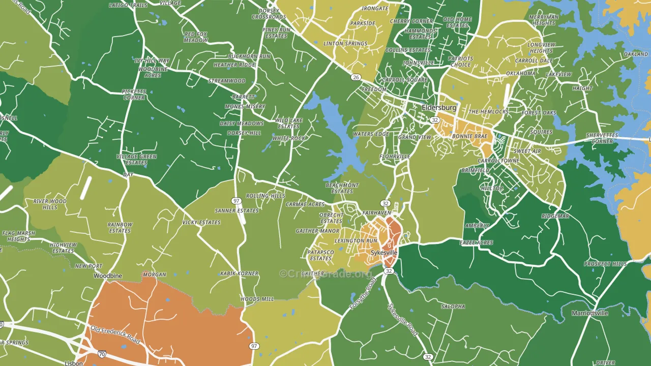 Sykesville, MD Map of Assault Rates