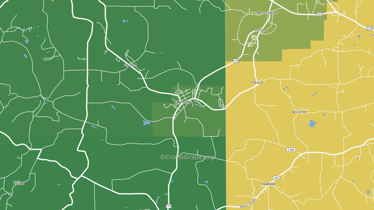 Sykesville, PA Map of Assault Rates