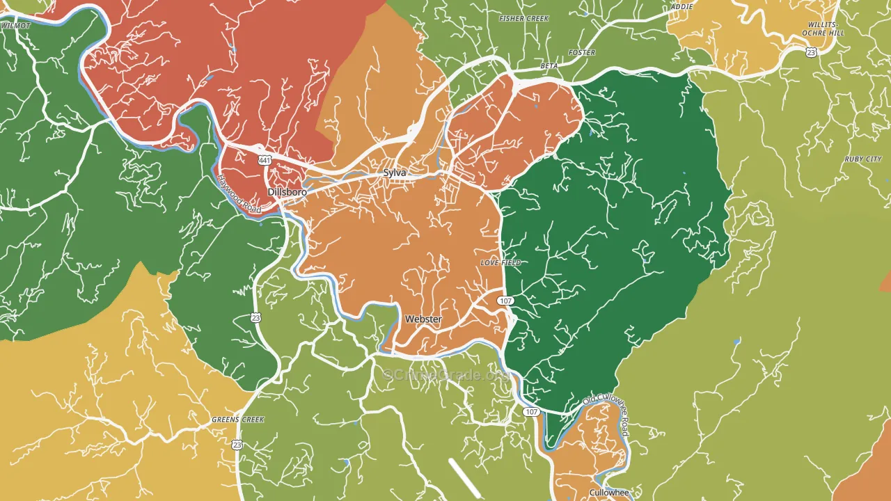 Sylva, NC Map of Assault Rates
