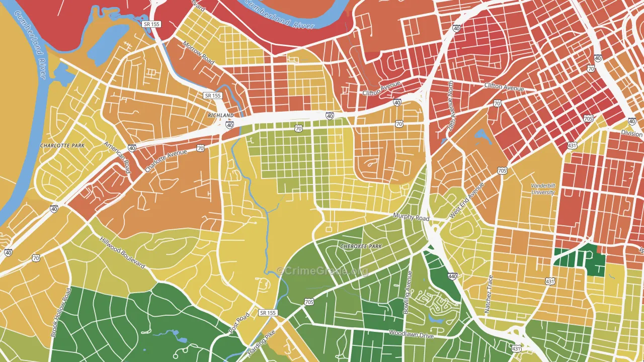 Sylvan Park, Nashville, TN Map of Assault Rates