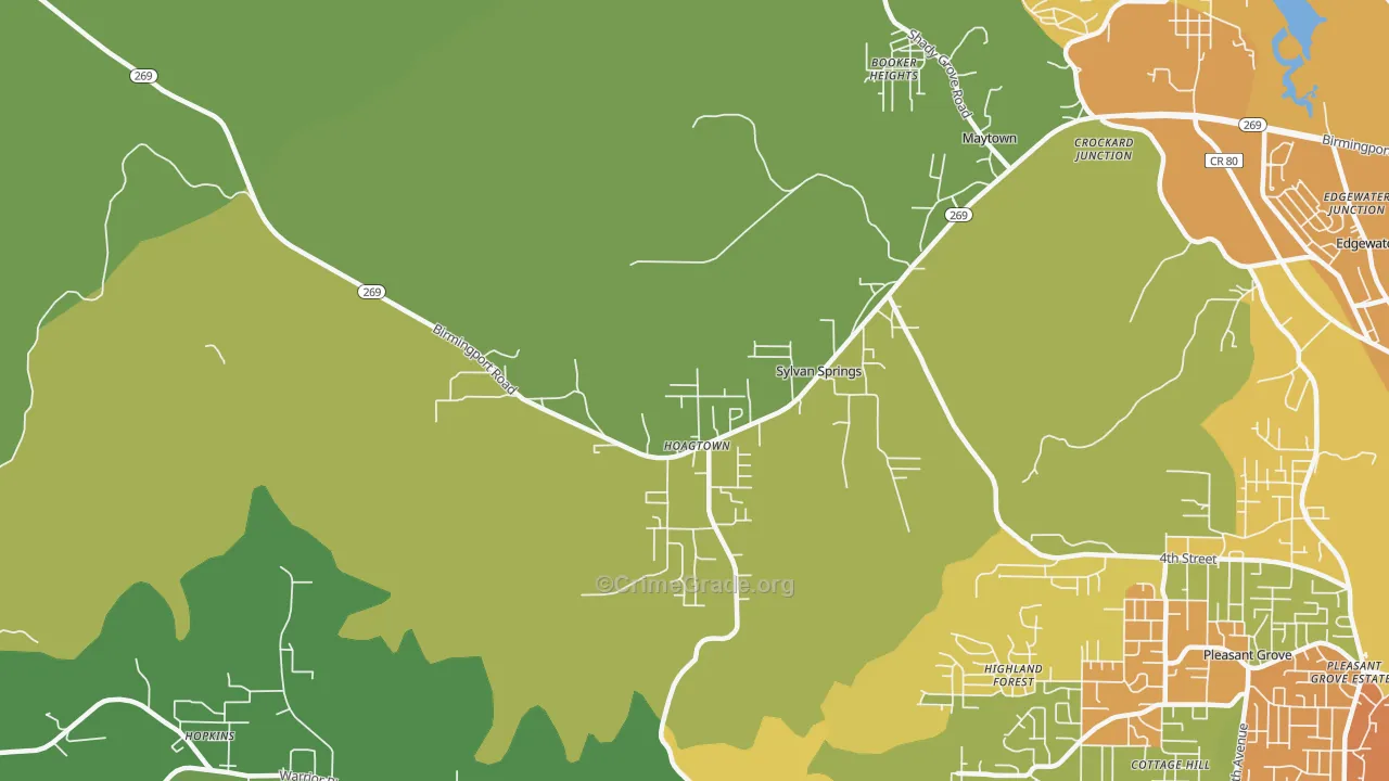 Sylvan Springs, AL Map of Assault Rates