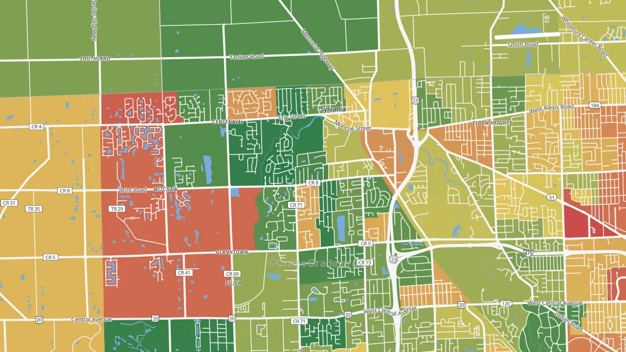 Sylvania, OH Map of Assault Rates