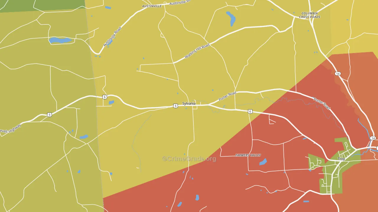 Sylvania, PA Map of Assault Rates