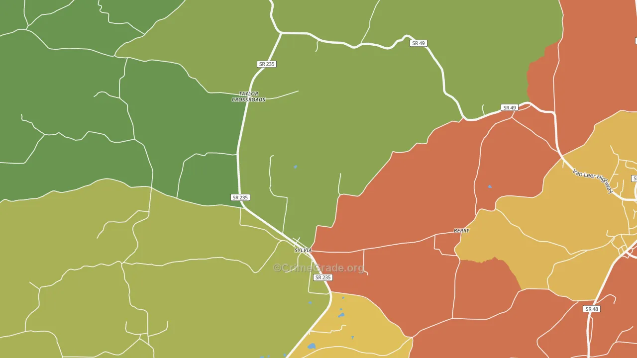 Sylvia, TN Map of Assault Rates