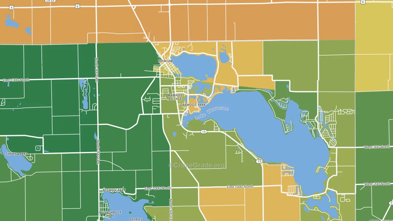 Syracuse, IN Map of Assault Rates