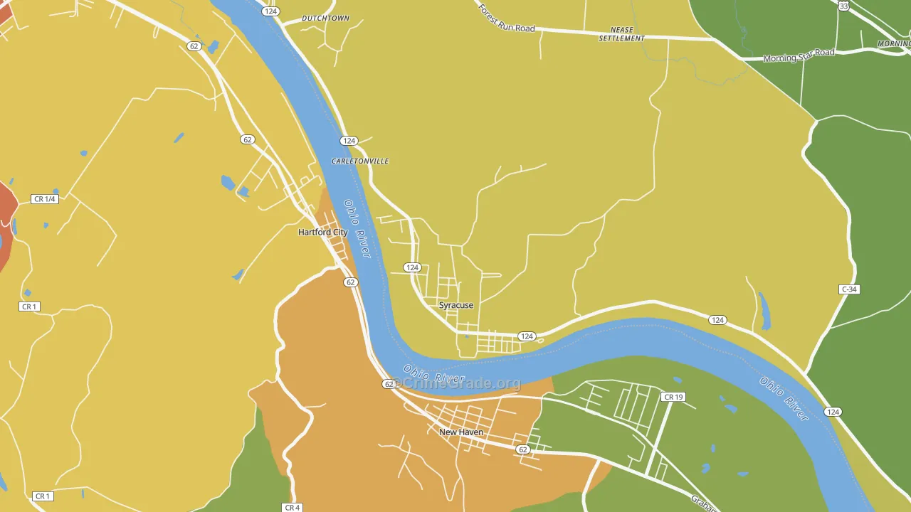 Syracuse, OH Map of Assault Rates